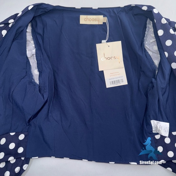1160 NWT Choosy Infinity Wrap Top – Size Small – Navy/White Polka Dot - Picture 5 of 13